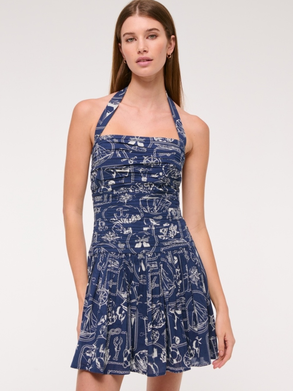 NWT Abercrombie & Fitch Emerson Drop Waist Halter Mini Dress - 100% Cotton
